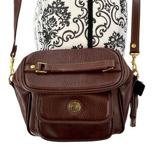 Vintage Chenson Collection Genuine Leather Crossbody Bag – Brown, Gold Hardware